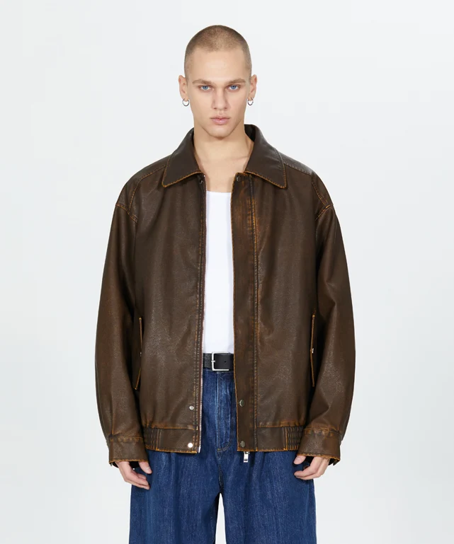 465-3 VINTAGE COATING LEATHER JACKET