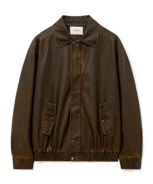 465-3 VINTAGE COATING LEATHER JACKET - Image 3