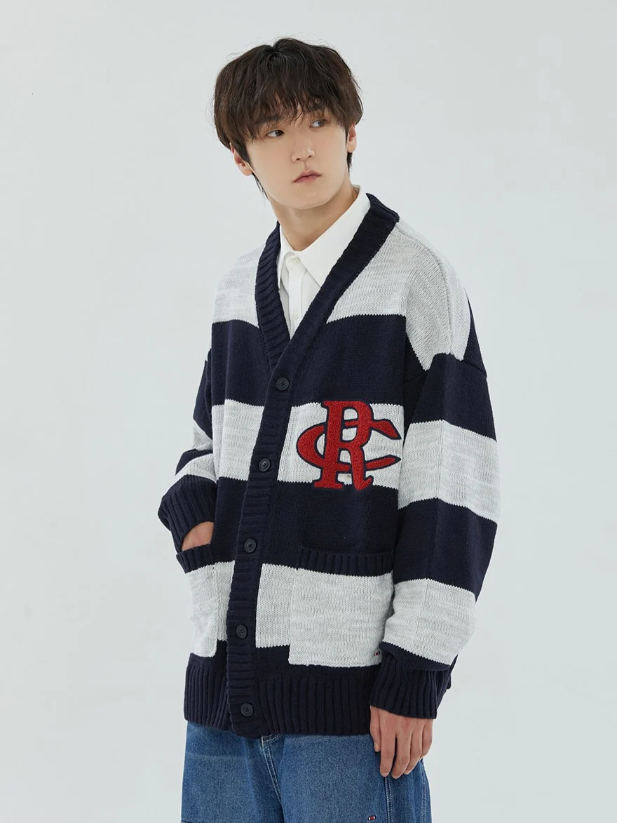 ATHLETIC LOGO STRIPE KNIT CARDIGAN - Image 2