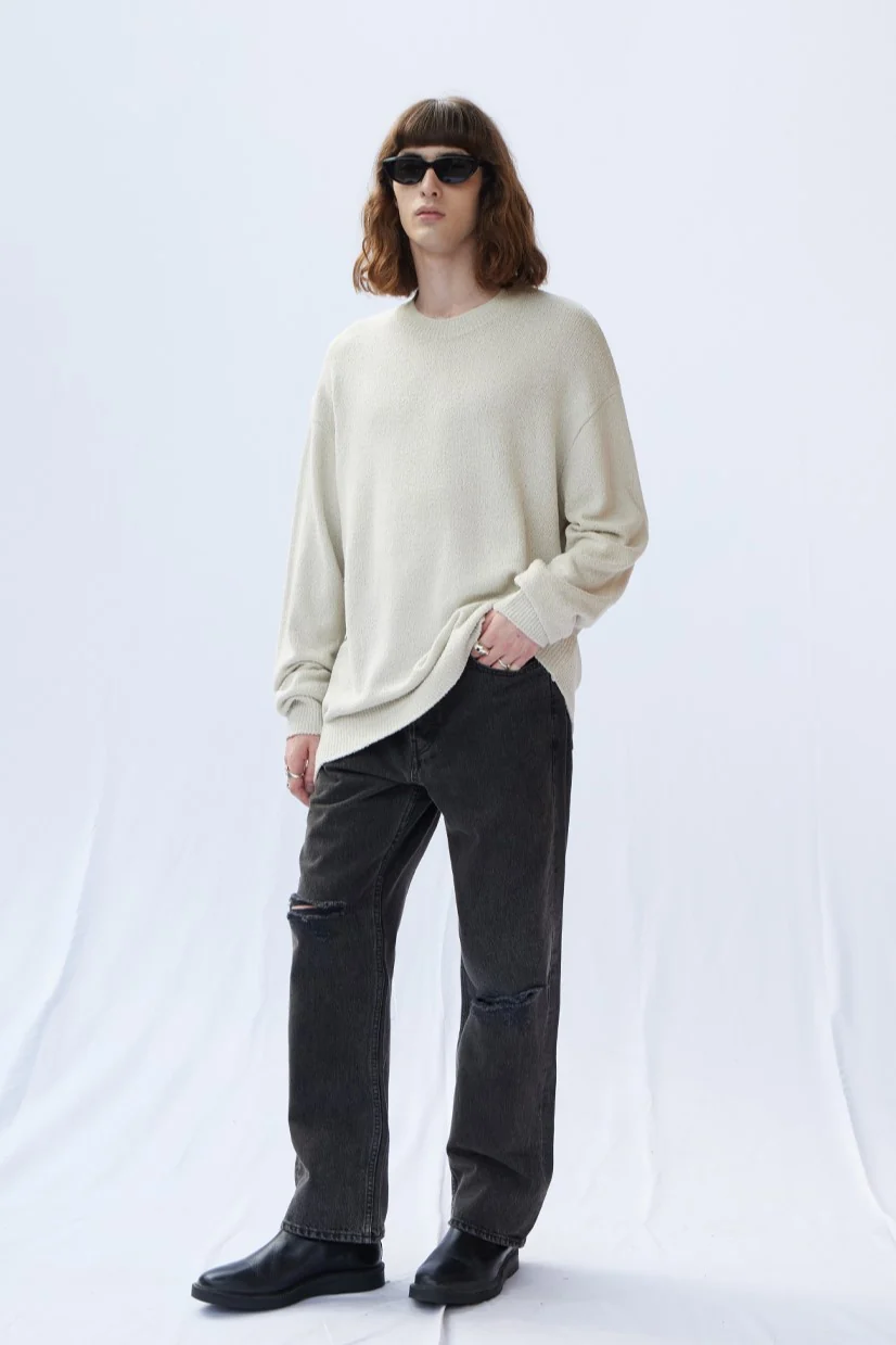 BOUCLE ROUND KNIT SWEATER - Image 3