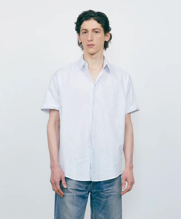 BOXY OVERFIT STRIPE ROLLUP HALF SHIRT - Image 3