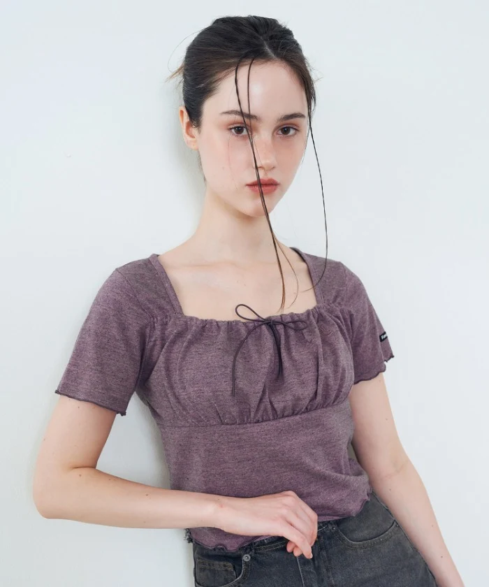 BUST SHIRRING CROP TEE