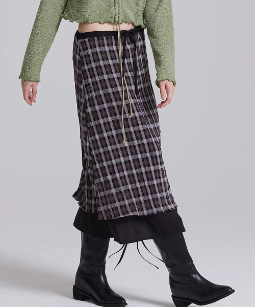 CHECK DOUBLE SKIRT