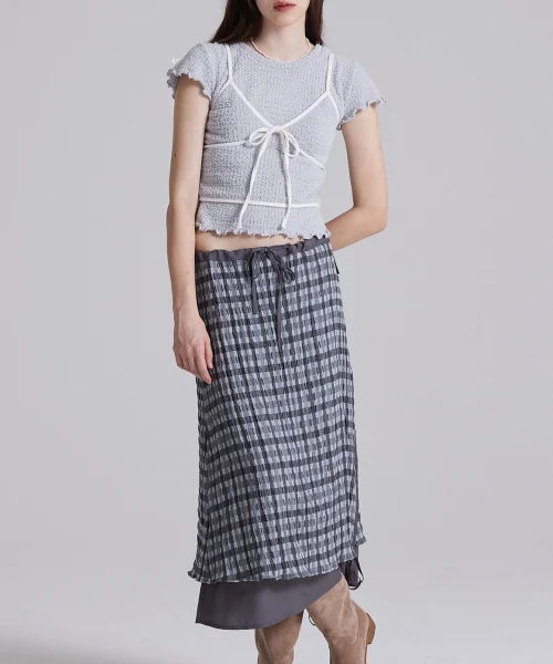 CHECK DOUBLE SKIRT - Image 6
