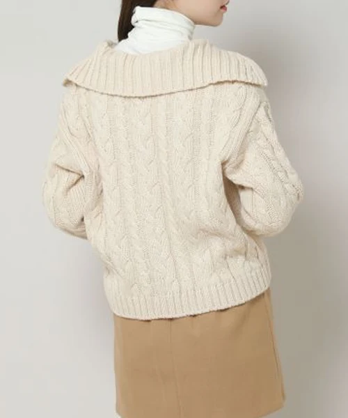 COLLAR CABLE KNIT CARDIGAN - Image 5