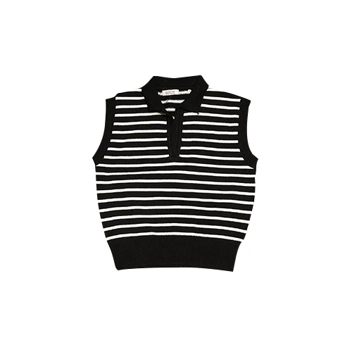 COLLAR V-NECK STRIPE KNIT VEST - Image 2