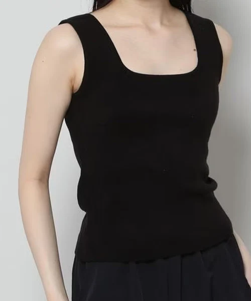 DAILY SQUARE NECK SLEEVELESS KNIT TOP