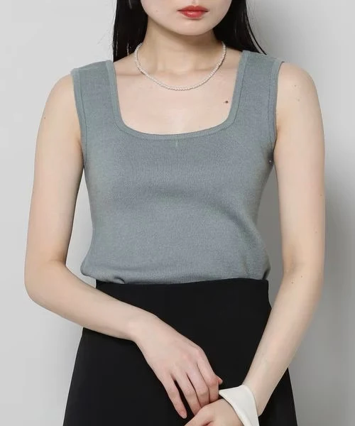 DAILY SQUARE NECK SLEEVELESS KNIT TOP - Image 5