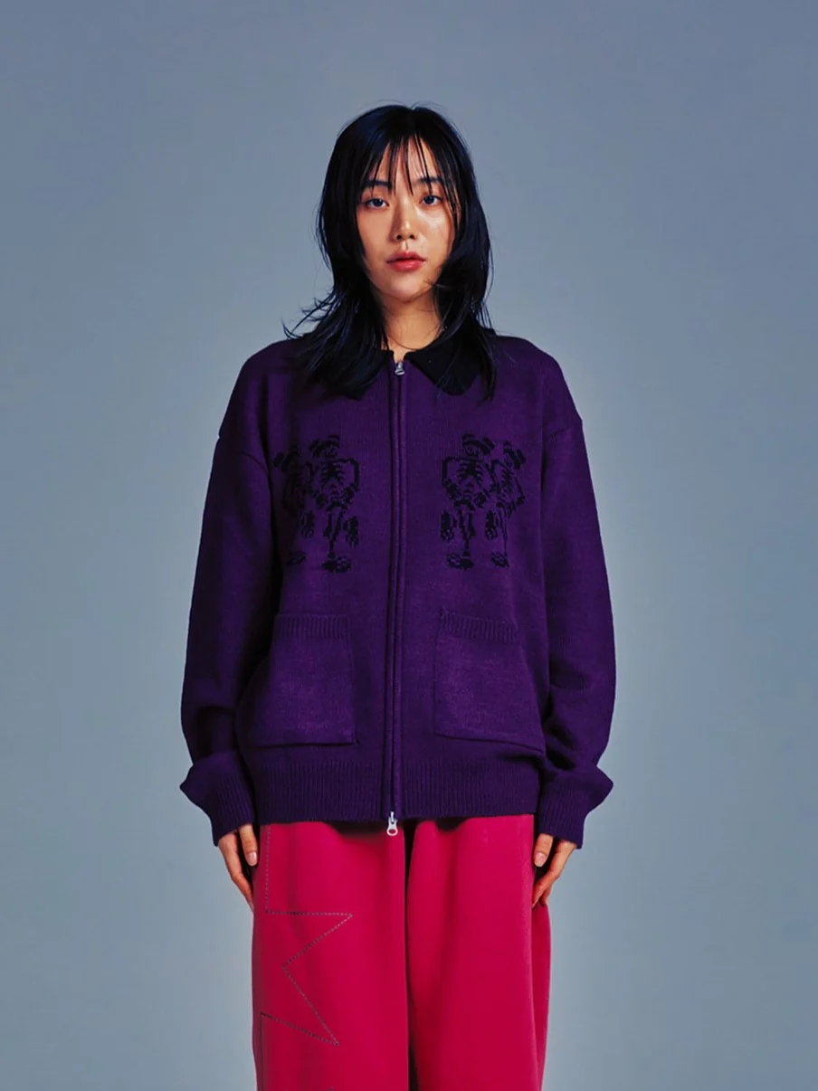 DANCING SKELETONS ZIP POLO KNIT - Image 3