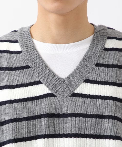 MEN'S STRIPED KNIT VEST - Image 5