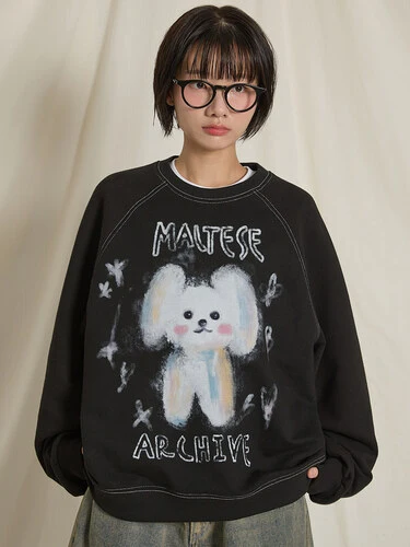 OIL PAINTING MALTESE RAGLAN SWEATSHIRT - Image 2
