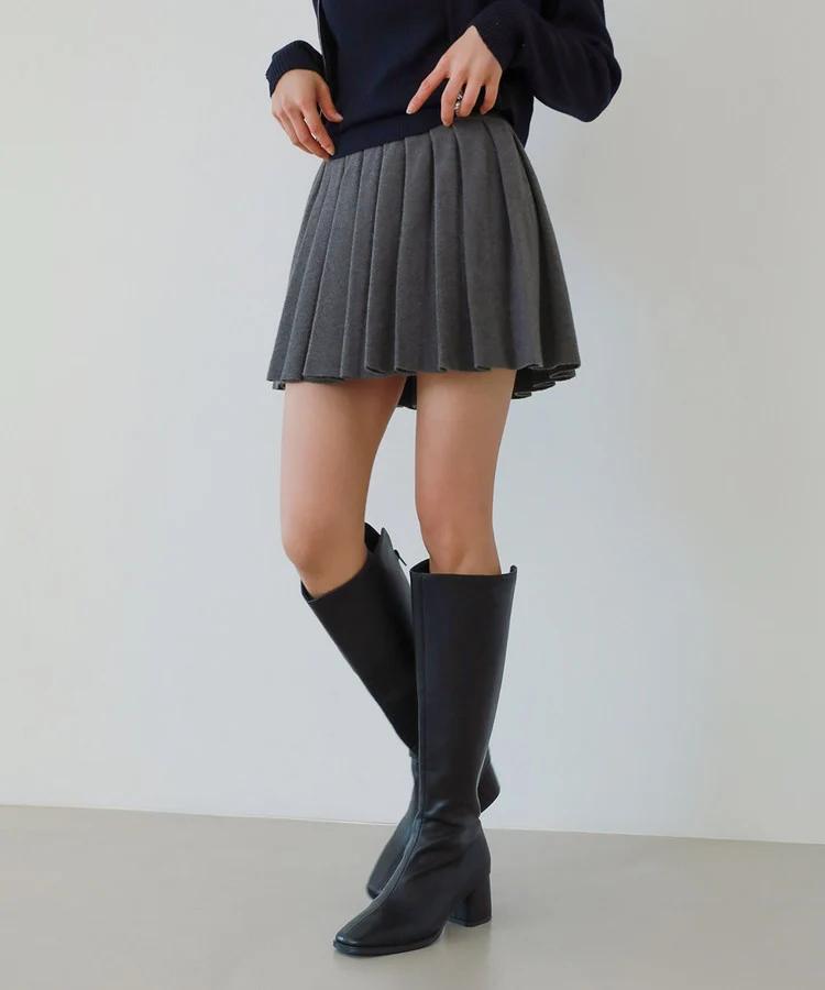 PLEATS BANDING KNIT SKIRT