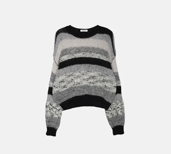 ROUND MIX STRIPE KNIT TOP