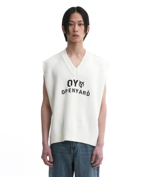 SIDE SLIT V NECK KNIT VEST - Image 2