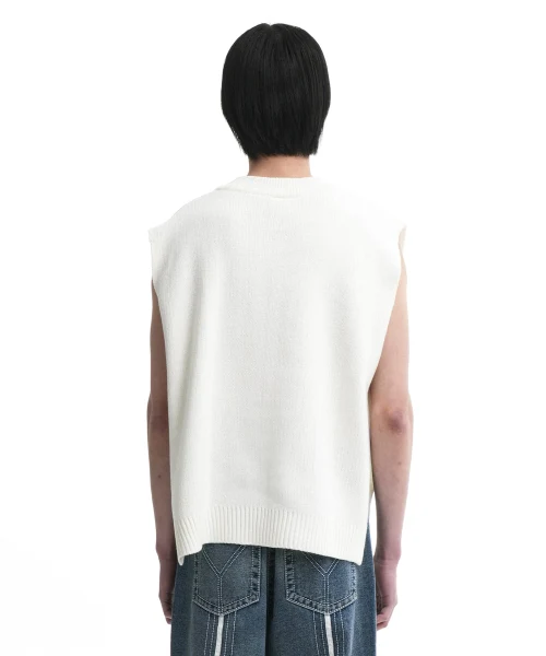 SIDE SLIT V NECK KNIT VEST - Image 3