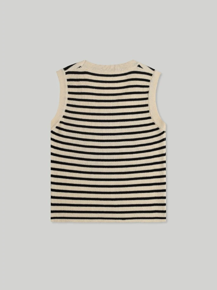 STRIPE SLEEVELESS CROP KNIT TOP - Image 4