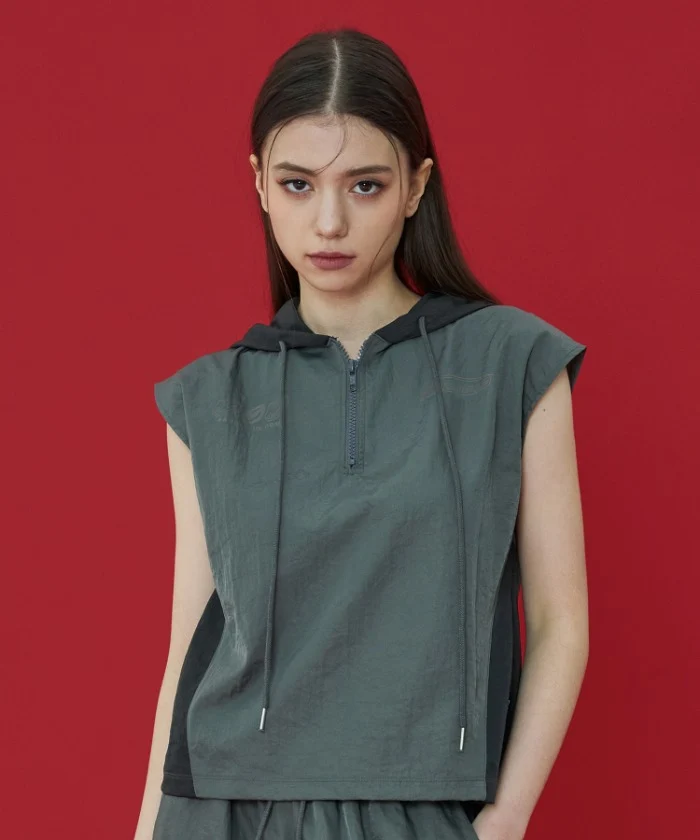 UTILITY NYLON HOOD VEST