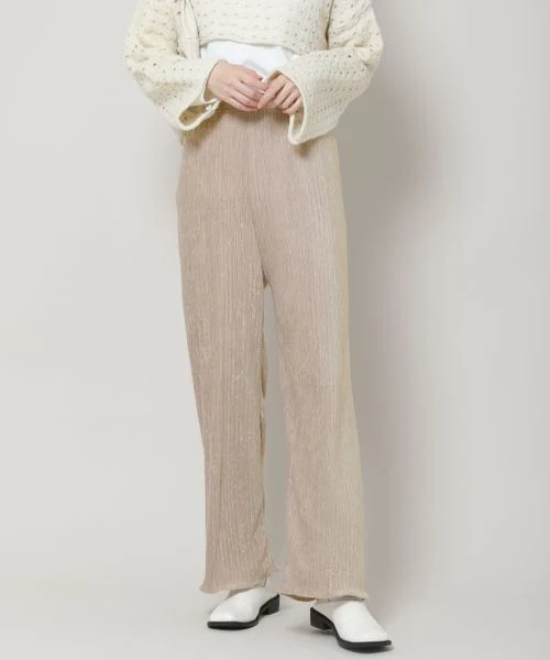 VELVET PLEATED SLIM PANTS - Image 2