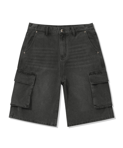 WASHED DENIM CARGO SHORTS - Image 4